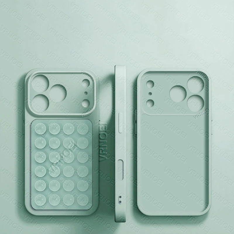 Fashion 2IN1 Suction Cup Bracket Lens Protection Phone Cases For iPhone 17 16 13 11 14 15 12 17 Pro Max Case Phone Accessories