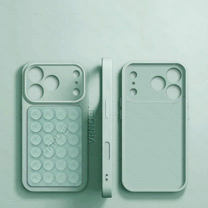 Fashion 2IN1 Suction Cup Bracket Lens Protection Phone Cases For iPhone 17 16 13 11 14 15 12 17 Pro Max Case Phone Accessories