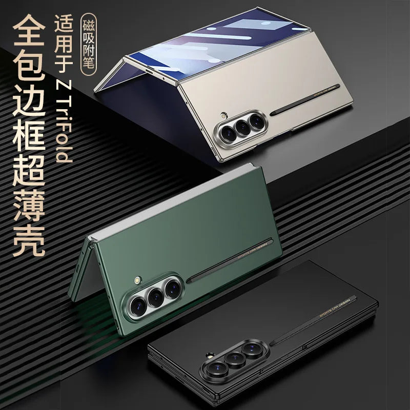 For Samsung Z Tri-Fold Phone Case Magnetic Adsorption Pen HD Shell Film Integrated Full Coverage Frame Z Tri-Fold Hard Covers