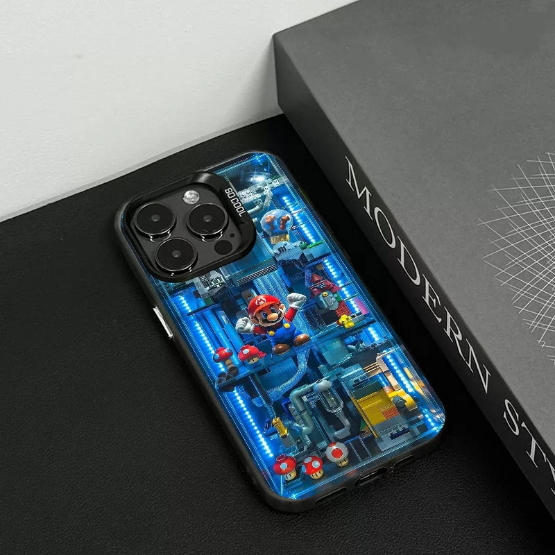 Super M-MarioS Bros Game Phone Case IMD Color Silver Shell For IPhone 16 15 14 13 12 11 Pro Max Plus