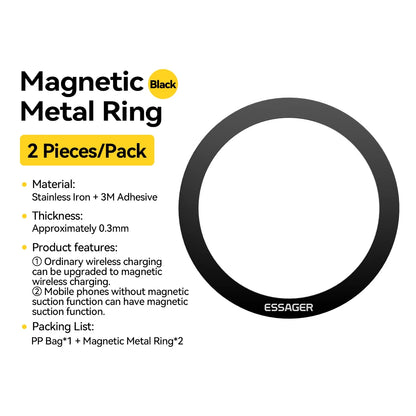 Essager 2PCS Magnetic Metal Ring for Magsafe iPhone 15 14 13 12Pro Android Phones Plate Sticker Rings For Wireless Charger Stand - covers4phones
