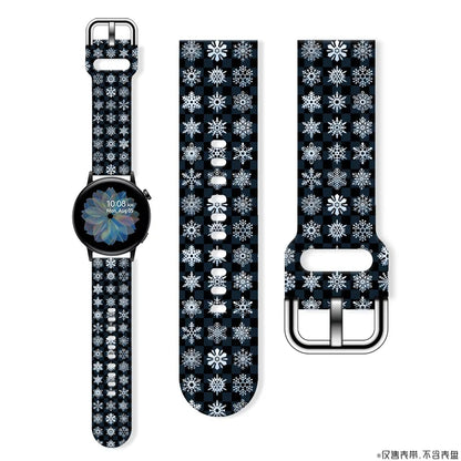 20MM Snowflake series printed watch strap for Samsung Galaxy Watch 7/6/5 40mm 44mm Band Replaceable Bracelet for Xiaomi Huawei