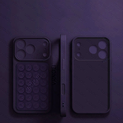 Fashion 2IN1 Suction Cup Bracket Lens Protection Phone Cases For iPhone 17 16 13 11 14 15 12 17 Pro Max Case Phone Accessories