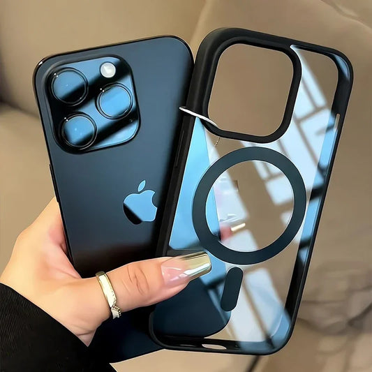 Black Transparent Magsafe Magnetic Case For iPhone 16 15 14 Plus 13 12 11 Pro Max Wireless Charging Acrylic Hard Protect Cover