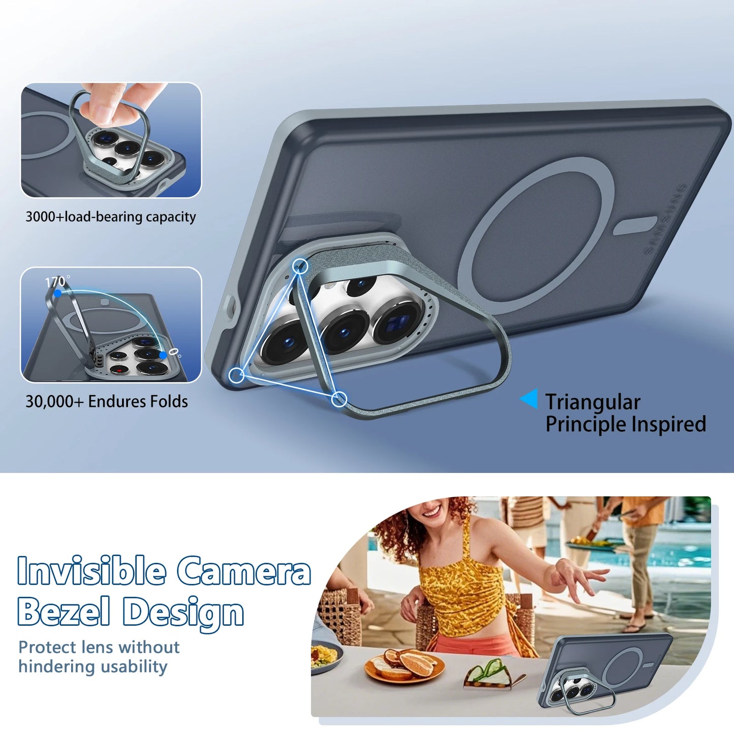 Luxury Matte Clear With Holder Magnetic Magsafe Case For Samsung Galaxy S25 S24 S23 S22 Ultra Plus S25Edge S24FE S25FE Cover