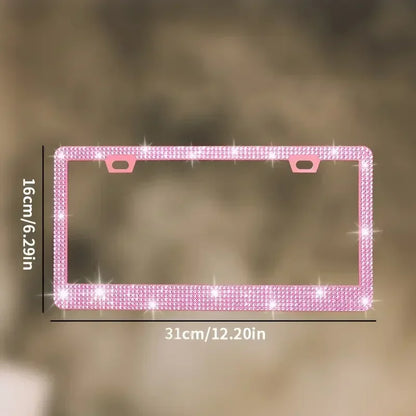 NEW Bling Crystal Car License Plate Frame Women Rhinestone License Plate Frame Cover Holder Car Accessories with Screw 31*16cm