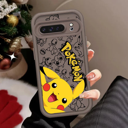 P-Pokemones Cute Anime For Google Pixel 9 8A 8 7 7A Pro XL 5G Eye Ladder Phone Case Soft TPU Shockproof Cover
