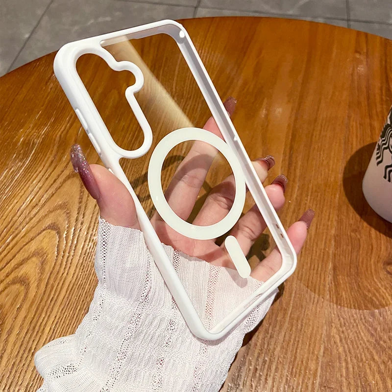 HD Clear for Magsafe Magnetic Case for Samsung Galaxy S26 Pro S25 Edge S24 S23 S22 Plus Ultra Wireless Charging Shockproof Cover