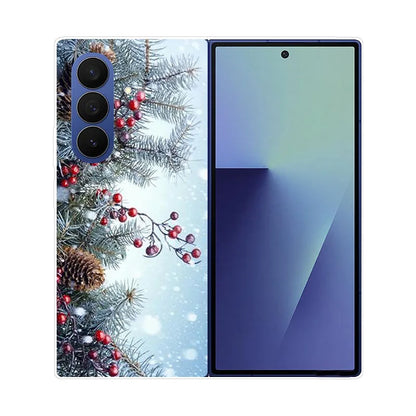 Christmas Painted Phone Case For Samsung Galaxy Z Fold 7 6 5 4 3 2 Fold7 Fold6 Fold5 Fold4 Transparent Hard PC Protect Cover