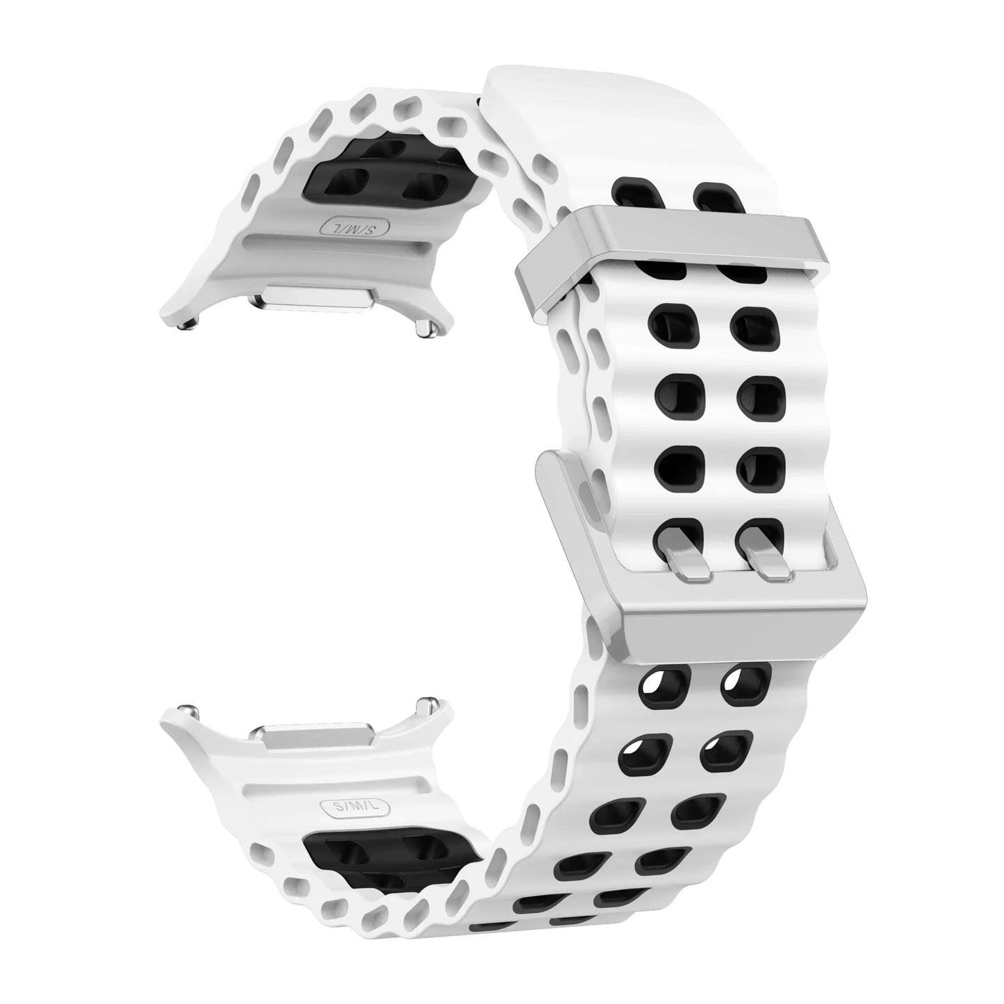 NEW Marine Silicone Strap For Samsung watch ultra 47mm Bracelet No Gaps Sport two-tone Band for Galaxy 7 ultra watchband straps