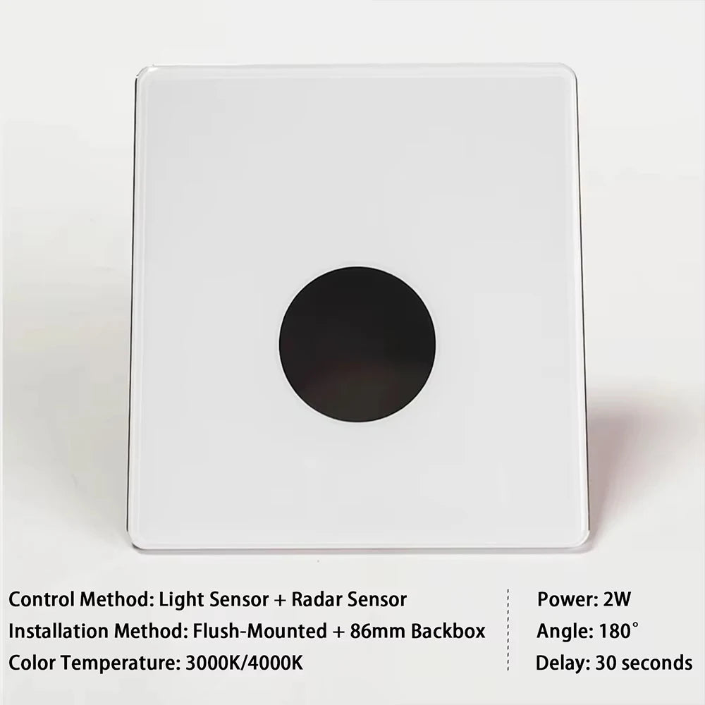 Embedded Stair LED Light Smart Glass Nightlights PIR Motion Sensor Bedroom Indoor Wall Sconce Balcony Step Corridor Radar Sensor