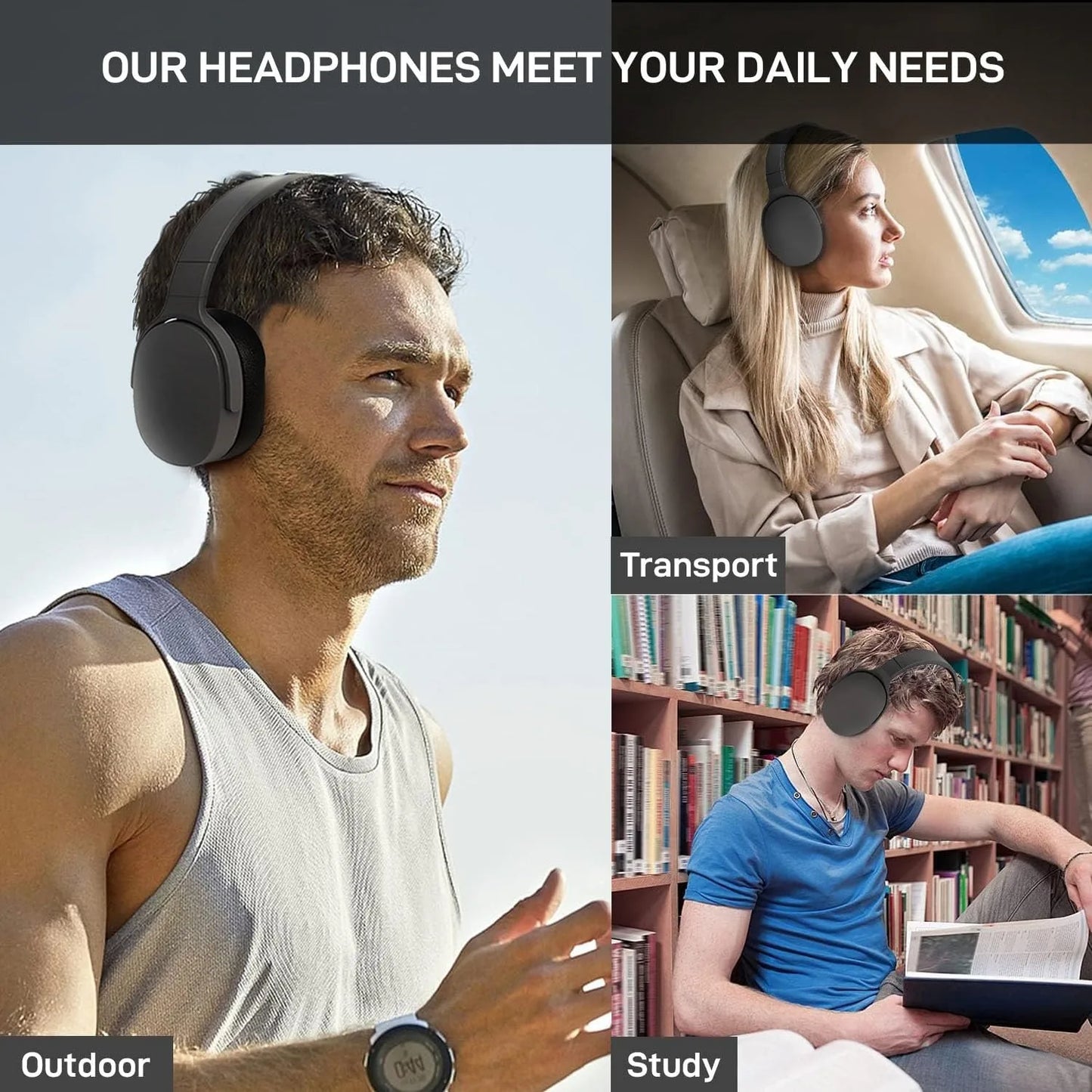 P2961 Wireless Bluetooth 5.3 Headphones Over TWS HIFI Stereo Headset Sports With Earphones Music Player With HD Mic High Quality