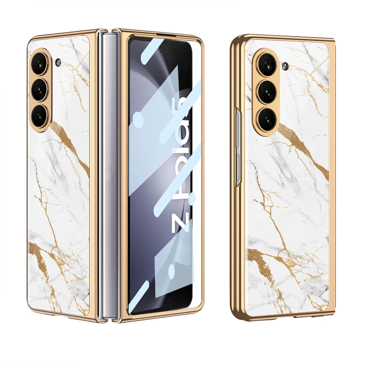 GKK Electroplated Painted Tempered Glass Case For Samsung Galaxy Z Fold 5 With Screen Glass Hard Cover For Galaxy Z Fold5 4 Case