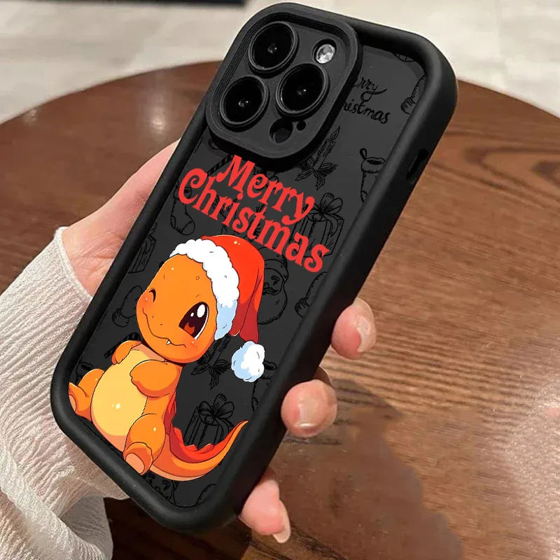 Christmas Eevee Charmander Squirtle Soft Silicone Case For iPhone 17 11 15 16 13 Pro Max 14 Plus 12 16 Pro 16E 17AIR Phone Cover
