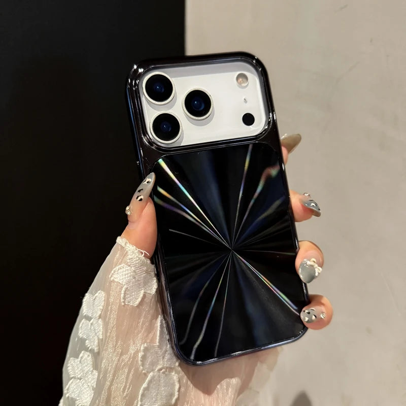 Luxury Laser Texture Plating Phone Case for iPhone 14 15 16 Plus 17 AIR 13 12 11 16 17 Pro Max Shockproof Protector Cover