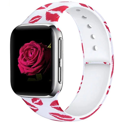 YAYUU Sport Band for Apple Watch Bands 40mm 41mm 44mm 45mm Floral Silicone Printed Pattern Straps for iWatch Series 7 6 5 4 3 SE