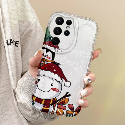 Cute Christmas Tree Snowman Phone Case For Samsung Galaxy S25 S24 S23 S22 Ultra Plus S21 FE A73 A72 A55 A54 Soft Silicone Cover
