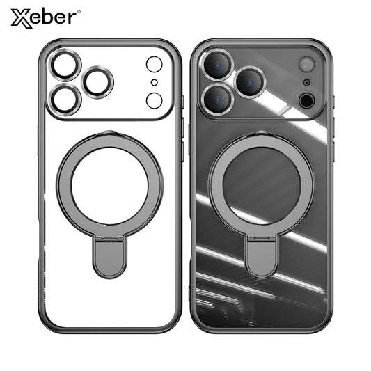 Plating Magnetic Ring Stand Case For iPhone 17 Air 17 Pro Max Case Shockproof Wireless Charging For Magsafe Shockproof Cover