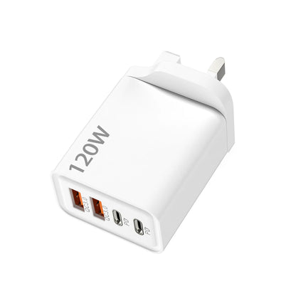 120W 4 Port USB C Charger PD3.0 Fast Charging Station Data Cable Wall Adapter For iPhone Samsung Xiaomi Redmi Huawei EU US Plug