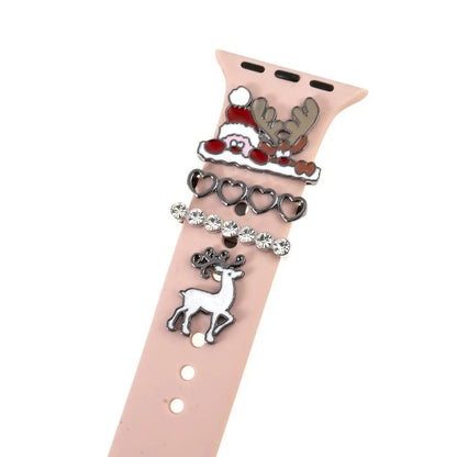 3PCS Christmas Strap Decoration Santa Elk Strap Decorative Tack Creative Smart Watch Silicone Strap Accessories for Apple Watch