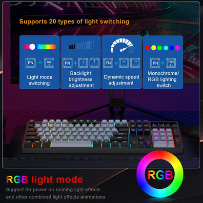 E-YOOSO Z14 RGB USB Mechanical Gaming Wired Keyboard Red Switch 104 Key Russian Brazilian Portuguese Gamer for Computer laptop
