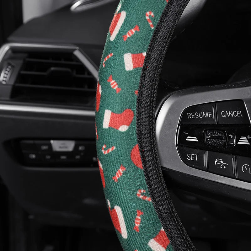 Christmas Limited Edition Car Steering Wheel Cover No Inner Ring Universal Fit Most Cars Wear-Resistant Non-Slip
