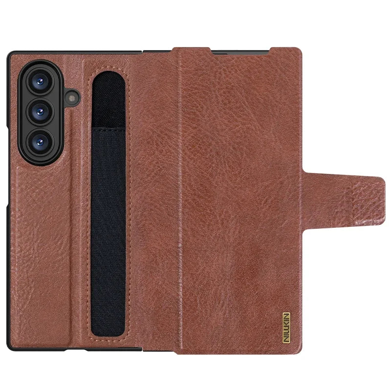 Nillkin For Samsung Galaxy Z Fold 7 5G Case Aoge Flip Leather Cases with S-Pen Holder Full Cover Protection