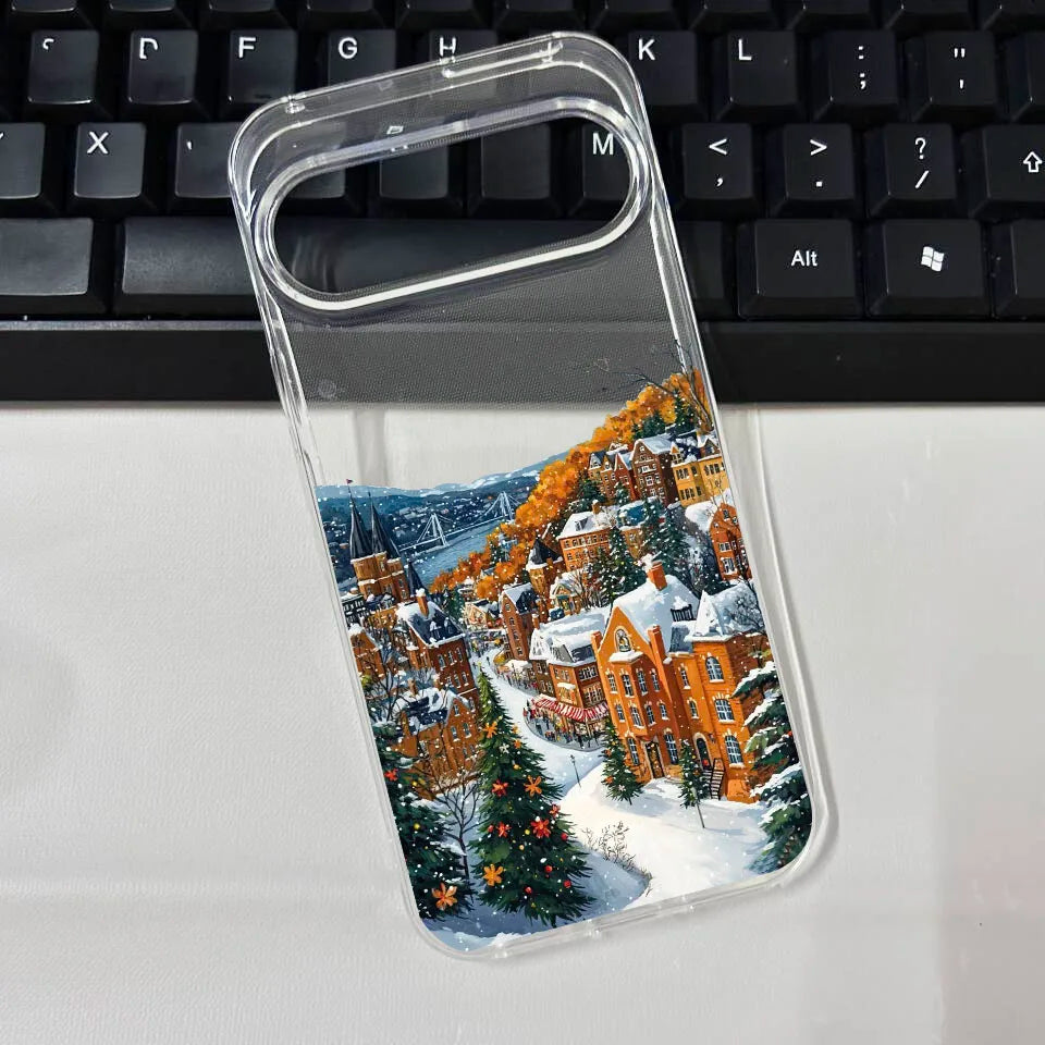 Winter Snow Landscape Phone Case For Google Pixel 10 10Pro 10 Pro XL 8 9 Pro 6 7 8 8A 5G Christmas Street Scenery Soft TPU Cover