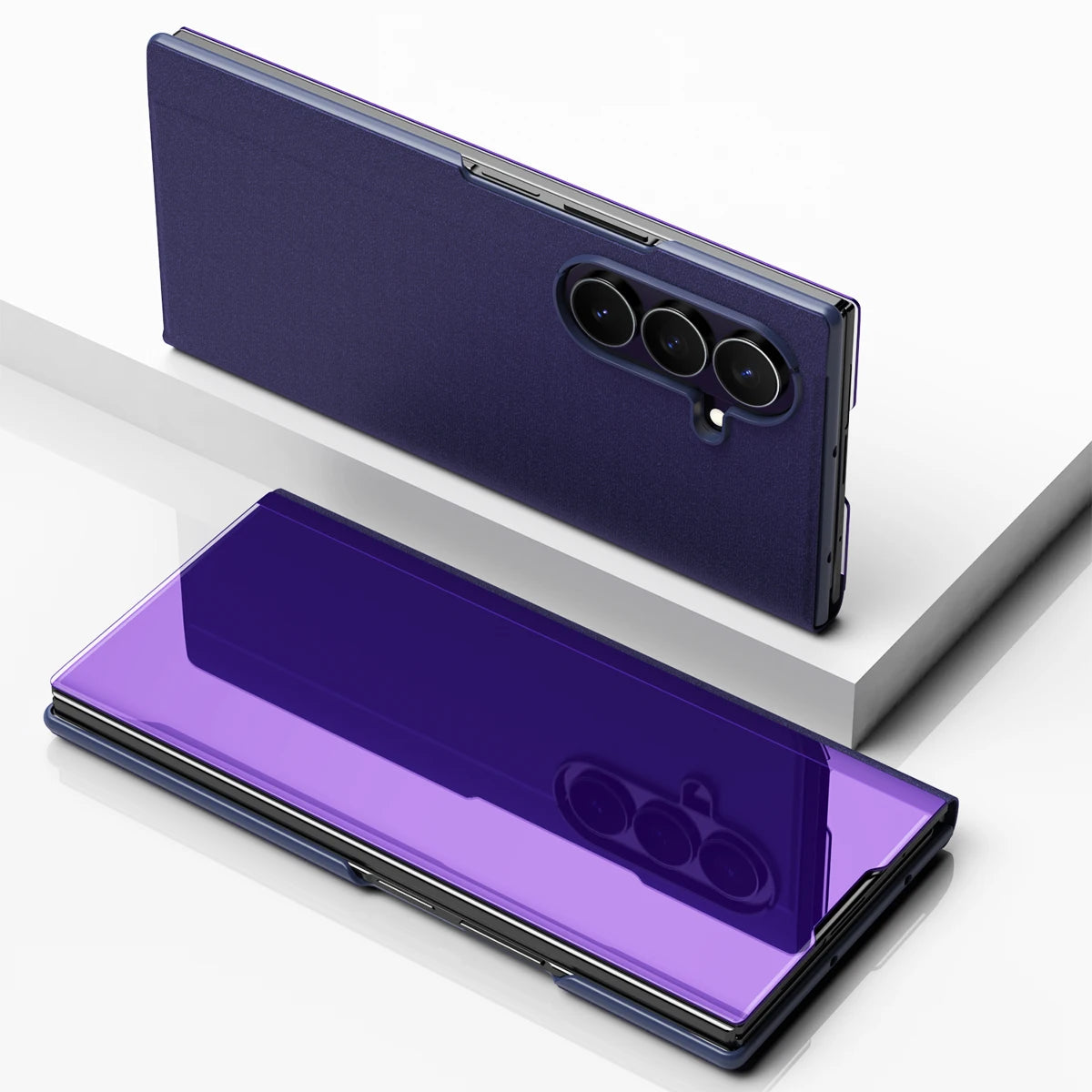 Mirror Flip Case For Samsung Galaxy Z TriFold Tri Fold Folding Plating Stand Holder Luxury Hard Plastic Shockproof Fashion Cover