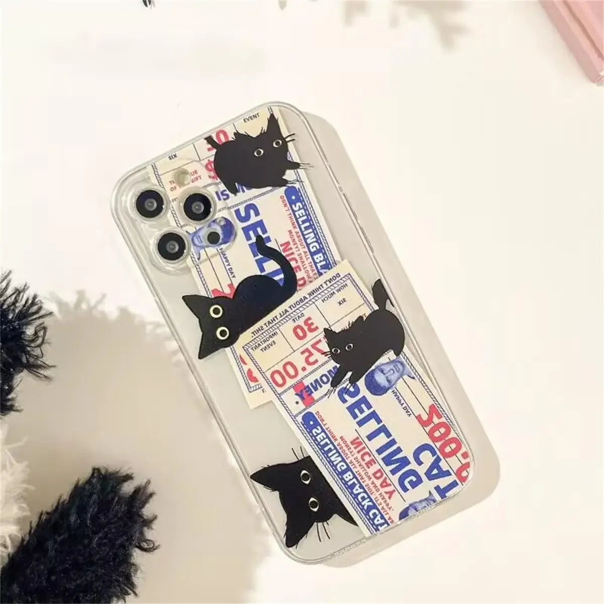 Doodle Angry Cat Case for Iphone 13 16 Pro Max 11 12 14 15 Pro Max 7 8 Plus 13 Mini XS XR SE 2022 13Pro Back Cover Clear Fundas