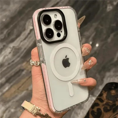 Transparent Neon Color MagSafe Phone Case for iPhone 15 16 Pro Max 15pro 13 14 12 11Wireless Charging Soft Silicone Bumper Cover