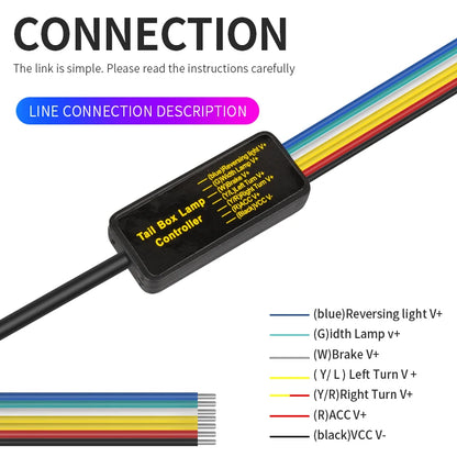 Car Rear Trunk Tail Light 120cm Colorful Dynamic Reverse Warning LED Strip 12v Additional Brake Follow Turn Signal Lamp