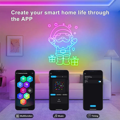 USB Powered RGBIC LED Neon Strip Light with App Control for Room Decor, Smart WiFi Neon Strip Light Halloween Christmas Lighting