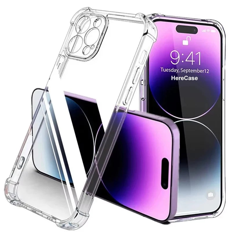 Transparent Silicone Soft Shockproof Case For iPhone 11 12 13 14 Pro Max 15 16 17 Plus 16e 17 AIR 12 Mini I17 i 17 5G Back Cover