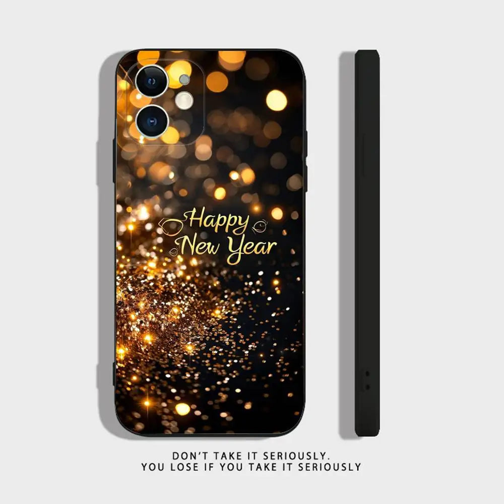 New Year Gift Cartoon Christmas Silicone Phone Case For iPhone 17 16,15,14,13,12,11,Pro,XS,Max,XR,Plus,Mini Silicone Shockproof
