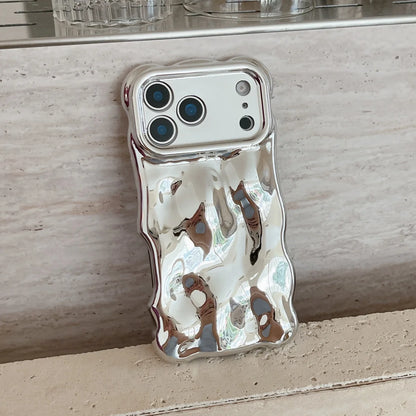Luxury Curved Waves 3D Bubble Plating Phone Case For iPhone 17 Air 16 15 Plus 14 13 12 Pro Max 11 Shockproof Soft Glossy Cover