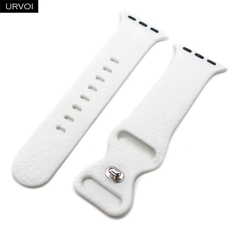 URVOI Christmas Sport Band for Apple Watch ultra 2 3 Series 11 10 9 8 Xmas tree silicone strap for iWatch Santa red green white