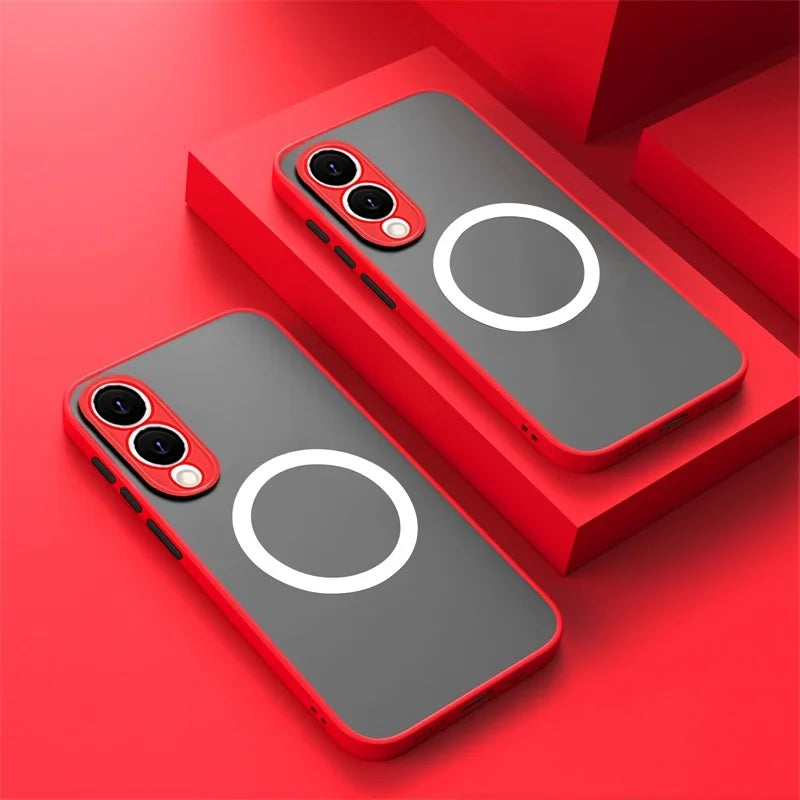 Matte Magnetic Case For Samsung Galaxy S25 Edge S24 Ultra S23+ S22 S21 FE A56 A55 A54 A36 A35 A34 A16 A15 5G Translucent Cover