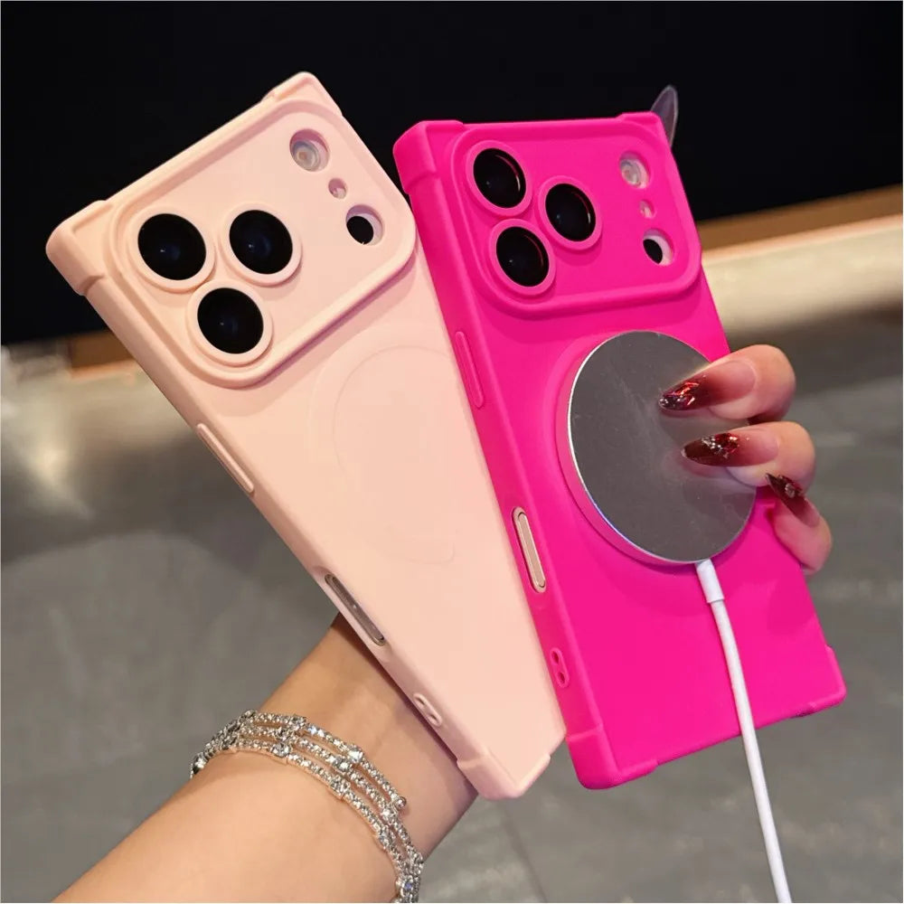 Shockproof Frosted Magnetic Phone Case For iPhone 17 Air 16 15 14 Plus 13 Pro Max For Magsafe Wireless Charging Soft TPU Cover