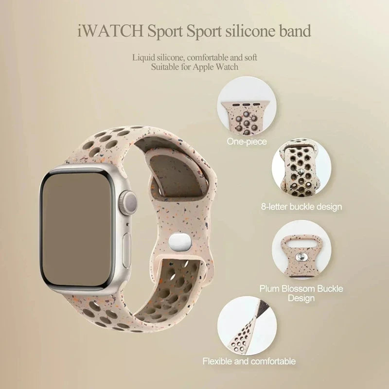 Strap For Apple Watch Band 46mm 44mm 49mm 45mm 40mm 41mm 38 42mm correa Breathable bracelet iwatch series 10 8 SE 7 6 5 9 Ultra