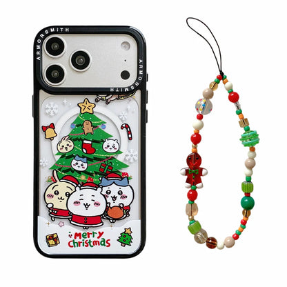 Cute Christmas Tree Cartoon With Magsafe Stand Kawaii Phone Case for iPhone 17 Pro 11 12 13 14 plus 15 16 Pro Max Cute Cover