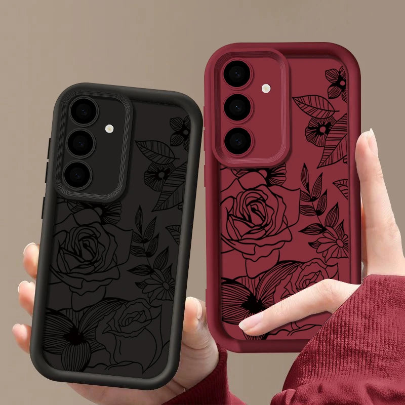 Flowers Soft Case For Samsung Galaxy S25 Edge FE S24 S23 S22 Ultra A17 A56 A36 A26 A16 A54 A15 5G A55 A25 Silicone Phone Cover