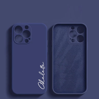 Luxury Liquid Silicone Soft Full Cover 15 14 13 Pro Max Personalized Customized DIY Name Case For iPhone 15 14 13 12 11 Pro Max - covers4phones