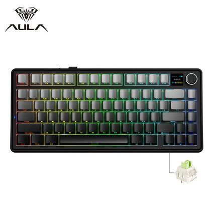 AULA F75 MAX Gaming Mechanical Keyboard 75% Wired/Bluetooth/2.4G Hot-Swap RGB E-sports Keyboard with TFT Screen for PC/Mac  ﻿