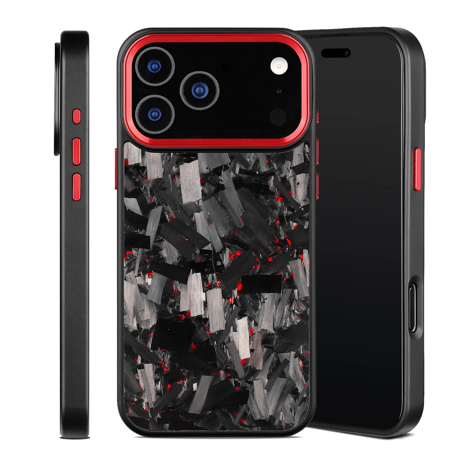 Forged Carbon Fiber Case for iPhone 17 17Air 17Pro 17 Pro Max with Magsafe and Metal Camera Lens /Buttons Anti-drop Phone Cover