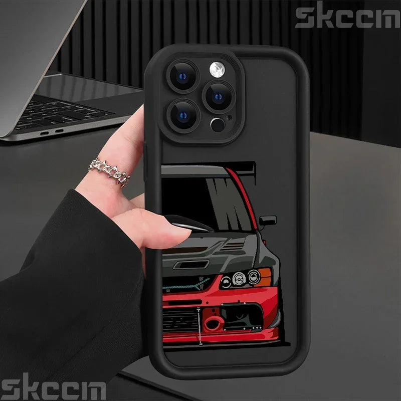 Fashions Car Pattern Silicone Phone Case For iPhone 16 Pro Max 15 14 11 12 13 7 8 16 Plus XS X XR Matte Shockproof Soft Cover