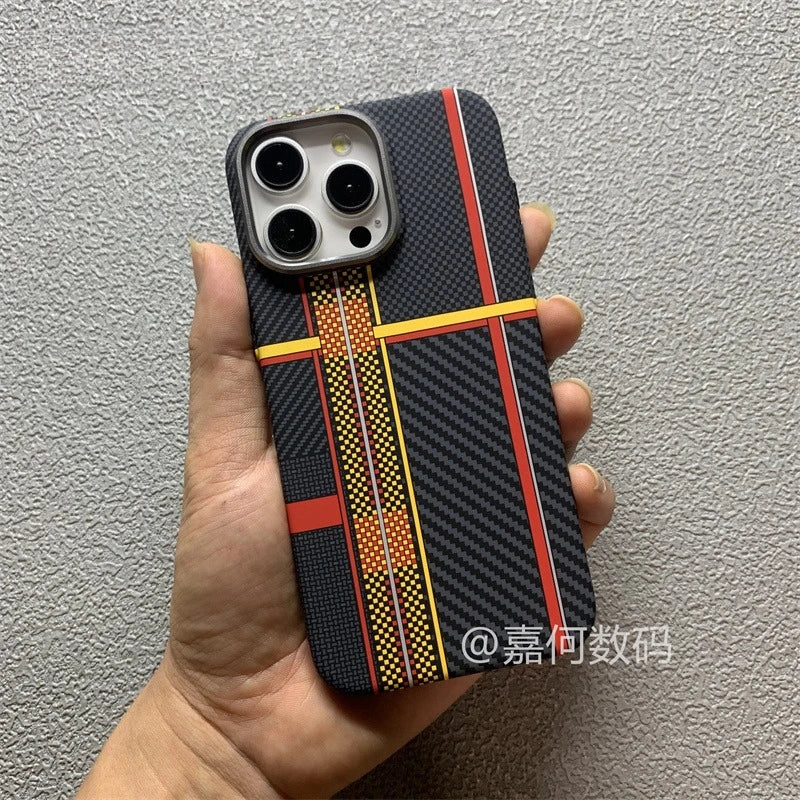 Color Collision MagSafe Hard Cover Case for iPhone 16 15 Pro Max Plastic PC Carbon Relief Shell Camera Lens Alloy Armor Fundas