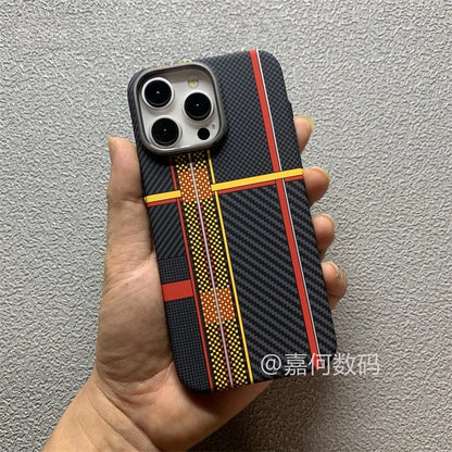 Color Collision MagSafe Hard Cover Case for iPhone 16 15 Pro Max Plastic PC Carbon Relief Shell Camera Lens Alloy Armor Fundas