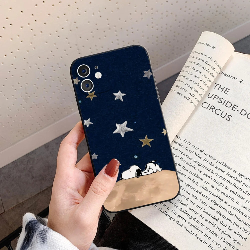 Anime S-Snoopy Phone Case Silicone Soft For IPhone 16 15 14 13 12 11 Plus Pro Max Plus