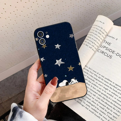 Anime S-Snoopy Phone Case Silicone Soft For IPhone 16 15 14 13 12 11 Plus Pro Max Plus